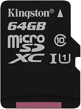 Kingston 64GB Micro SDXC UHS-I Class 10 Flash Memory Card Black SDC10G2/64GBSP