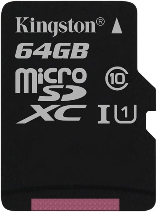 Kingston 64GB Micro SDXC UHS-I Class 10 Flash Memory Card Black SDC10G2/64GBSP
