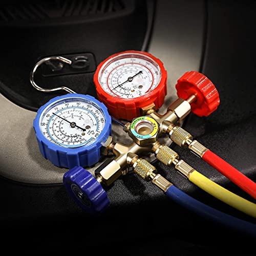 Orion Motor Tech AC Gauges, 3 Way AC Manifold Gauge Set for Freon