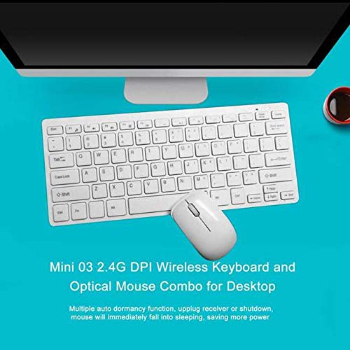 ROCKETKART Mini Slim Silent Wireless 2.4GHz Portable Keyboard and Mouse Set w/USB Bluetooth Receiver for PC Tablet Android TV Laptop Smart TV Compatible with Windows XP/7/8/8.1/10 -MAC OS 10.7-10.13