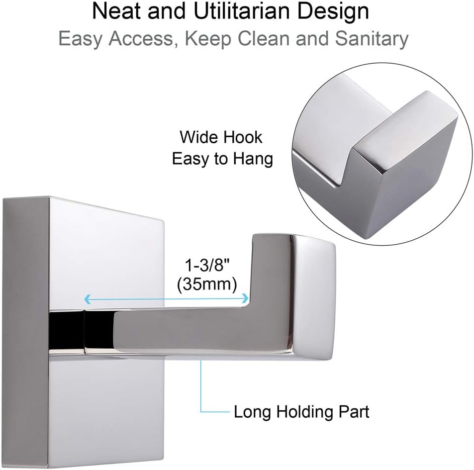Bath Towel Hook, Angle Simple Solid Metal Bathroom Shower Square Hook Hand Towel Bathrobe Sponges Hanger Kitchen Cabinet Closet Hook Pants And Shirt Holder Polished Chrome, Wall Mounted - - 