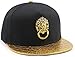 BUIDI A1 Ancient punk style gate buckle pattern pu snakeskin pattern hip-hop cap baseball cap spring and autumn Korean version of the flat-brimmed hats (BLACK-GOLD)