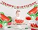 JOYMEMO Watermelon Party Decorations Birthday for Boy or Girl Happy Birthday Banner Watermelon Agate Polka Dot Balloons Cupcake Toppers