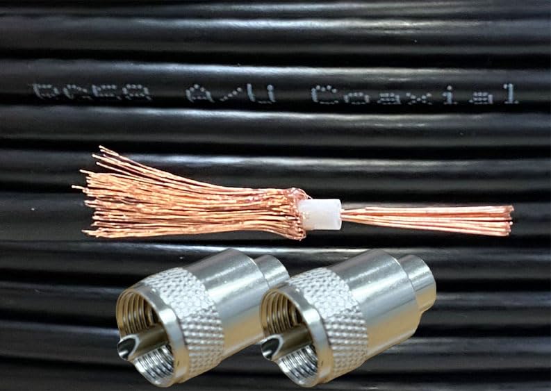 iStrand 5m Copper Black RG58 50 Ohm Stranded Coaxial Cable and 2 x PL259 UHF Male Plug Connectors for CB Radio Ham Aerial