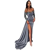 Strapless Mermaid Prom Dresses for Women 2025 Long Sleeve Sweetheart Sparkly Formal Evening Party Gowns with Slit GL0004