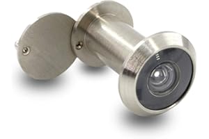 JUNXAVE Door Viewer Peephole, Solid Brass 200-degree Door Viewer with Heavy Duty Rotating Privacy Cover for 1-3/8" to 2-1/6" Doors for Home Office Hotel (Polished Silver)