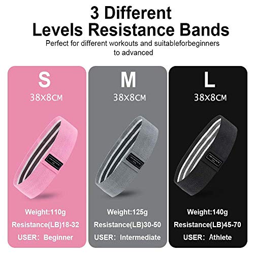 ANDSTON Resistance Bands for Legs and Butt, Non-Slip Elastic Fitness Booty Bands, Fabric Workout Bands Exercise Loops Bands Hip Bands for Women Body Stretching, Yoga, Pilates (3 Pack)