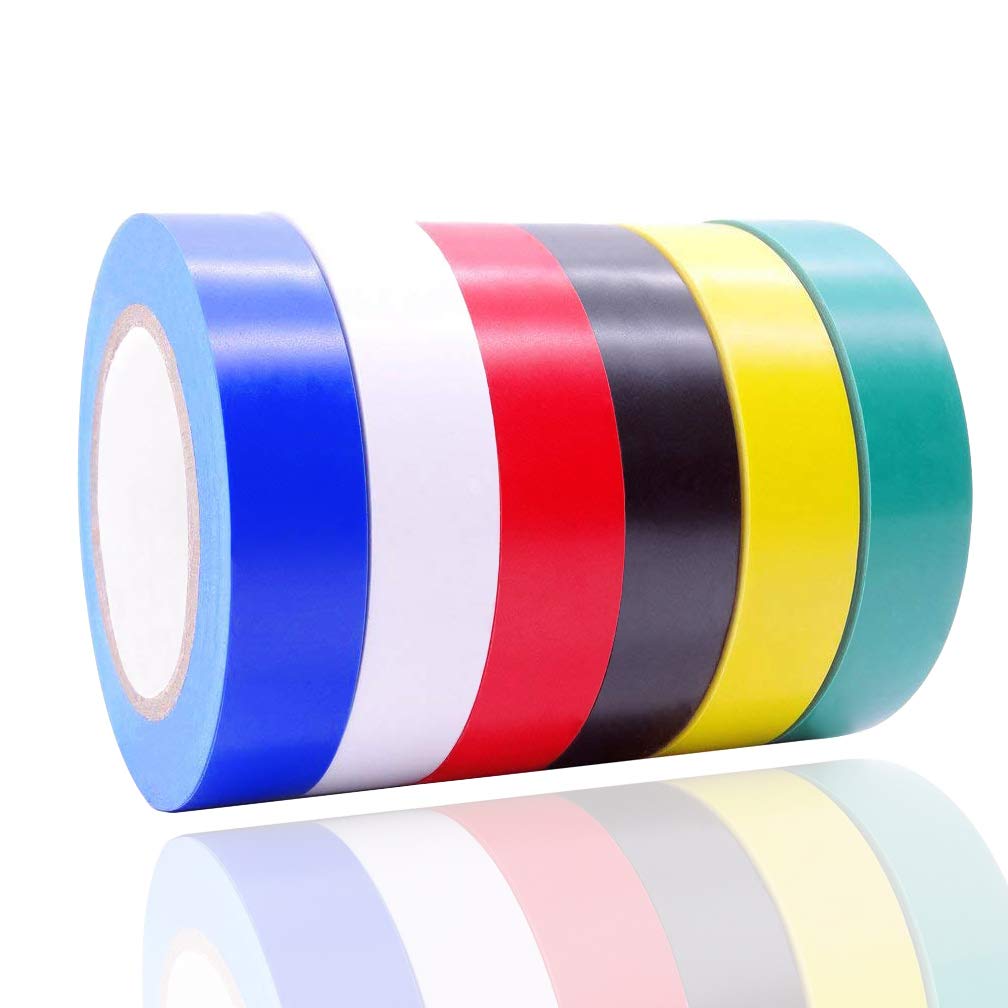 ALBOYI Mixed Colour Electrical Tape 6 Rolls, PVC Self-Adhesive Insulation Tape 15mm x 15m for Insulating, Repairing and Protecting Electrical Wires and Cables