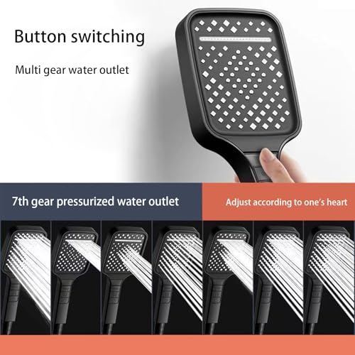 Orchid M® Shower Head,7 Spray Modes Magic Button Control with Oversized 10" Rainfall Showerhead 60 Inch Hose & Adjustable Pressurized Water Outlet ABS Anti-Rust for Bathroom/Hotel(Black)