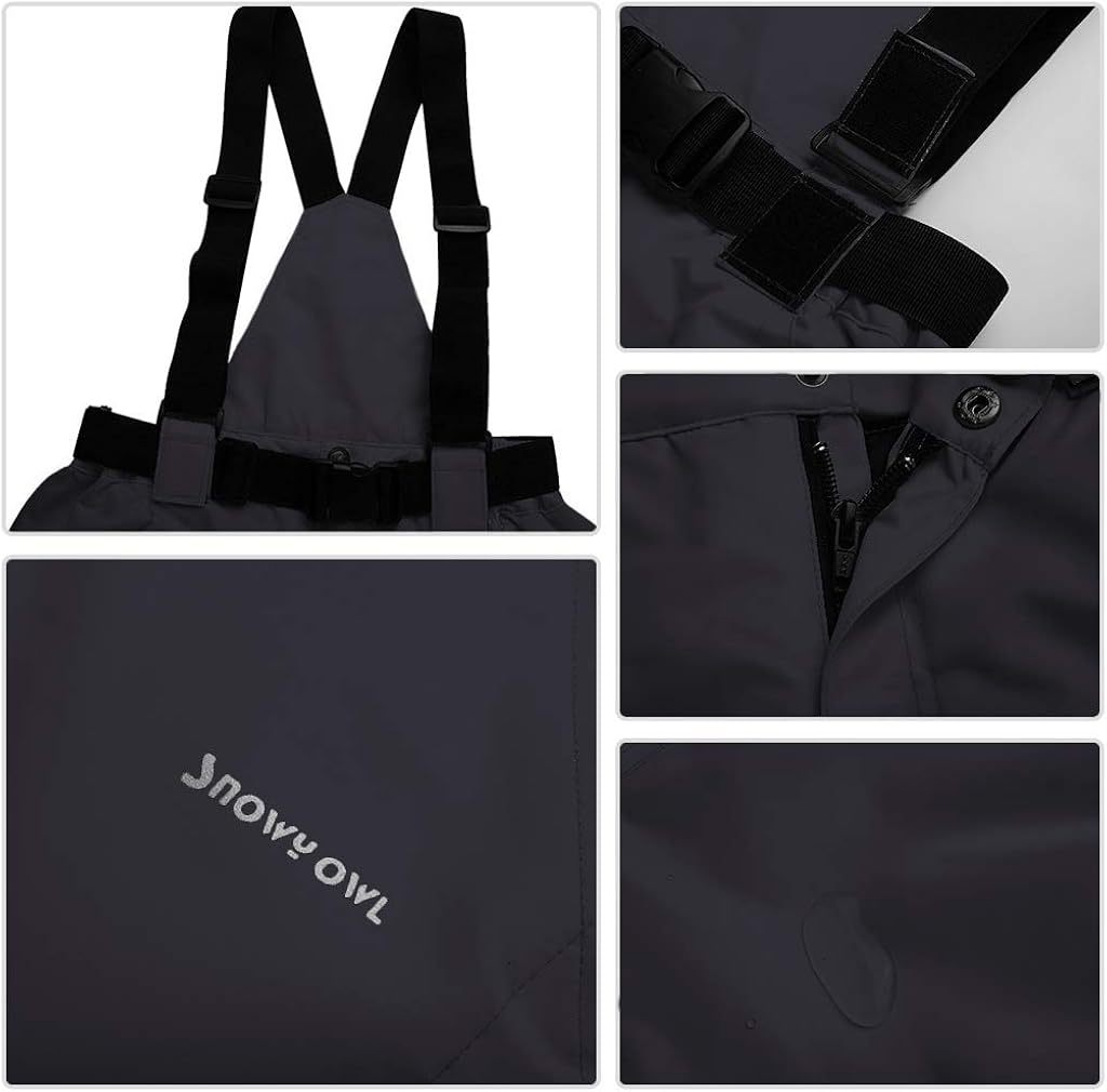 Zeraty Adult Snow Pants Men Women Ski Pants Waterproof and Breathable Polyester Snow Bib Winter Outdoor Snowboarding Black: Clothing