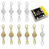 Aiskaer 10 Pcs Gold Color and Silver Color Rhinestone Ball Style Magnetic Lobster Clasps for Jewelry Necklace Bracelet