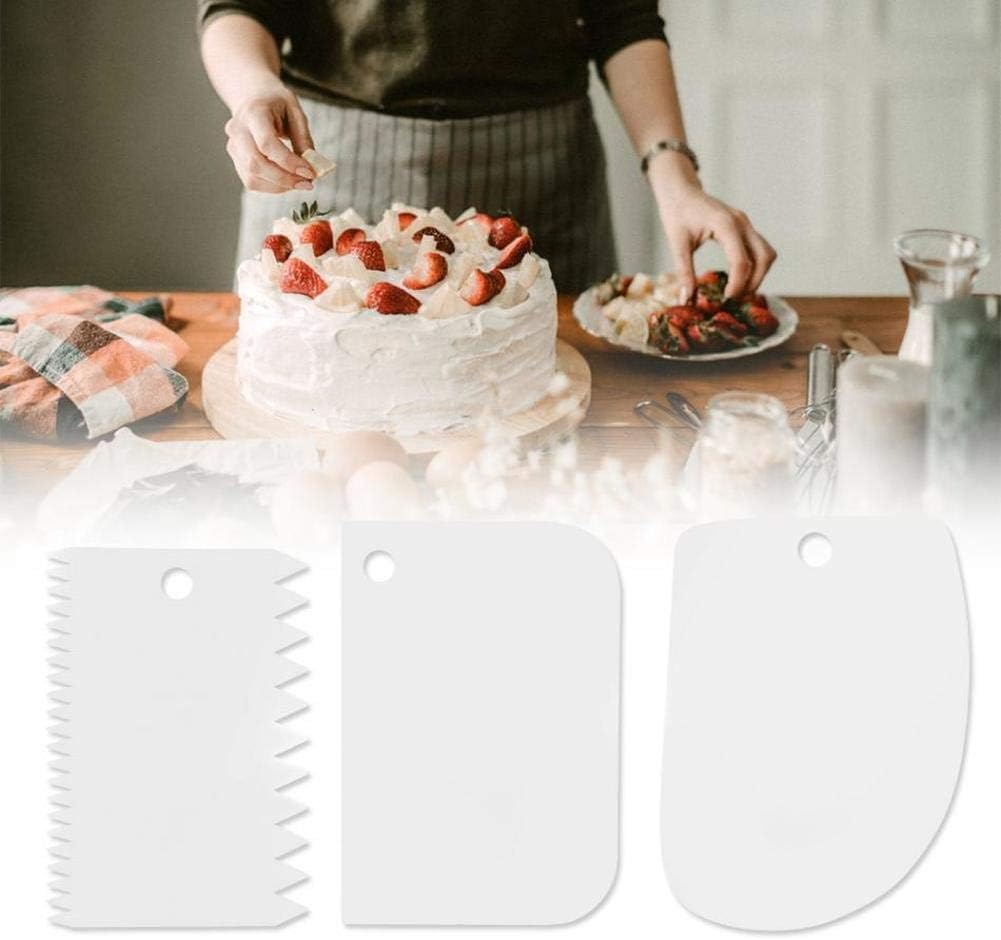 3PCS/Set Different Shapes Plastic Cake Scraper Dough Cutters Cream Cake Smoother for Bread Baking Cake Making and Decoration