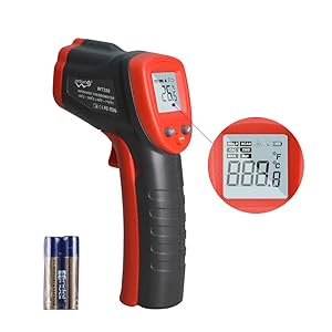 (NOT for People) IR Thermometer Gun Emissivity 0.95 0.8, Infrared Thermometer -58℉-716℉(-50℃-380℃) with LED Backlight Non-Contact Digital Laser Temperature Gun for Grilling and Cooking