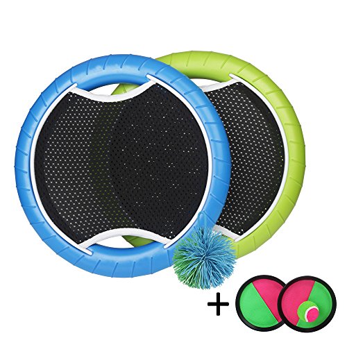 ZUINIUBI Flying Disc Trampoline Paddle & Ball Set Frisbee Disk Game Toss and Catch Bat with Ball Outdoor Sports for Adults Kids - Thumbnail 7