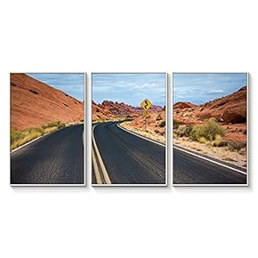 Floating Framed Canvas Wall Art for Living Room, Bedroom Landscape Gorge Mountain River Grassland Canvas Prints for Home Decoration Ready to Hang - 16"x24"x3 Panels