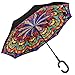 owen kyne Windproof Double Layer Folding Inverted Umbrella, Self Stand Upside-down Rain Protection Car Reverse Umbrellas with C-shaped Handle (Gothic Windows)