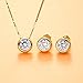 EleQueen 925 Sterling Silver 0.7 Carat Solitaire CZ Dot Pendants Necklace Stud Earrings Jewelry Sets (Gold)