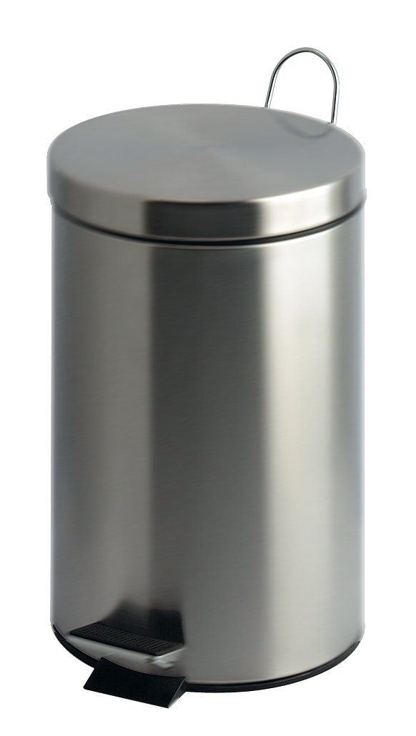 V-Part Round Pedal Bin Metal with Plastic Inner Bin - 12 l - Matte Stainless Steel
