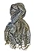 Achillea Soft Silky Reversible Paisley Pashmina Shawl Wrap Scarf w/Fringes (Steel Blue)