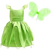 Dressy Daisy Green Fancy Fairy Costume with Butterfly Wings for Toddler and Little Girls Halloween Birthday Party Dress Up