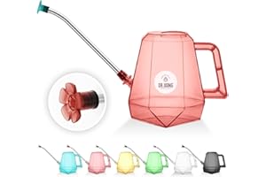 DR.UANG Watering Can for Indoor Plants with Long Spout Small 1L (1L, Transparent Red)