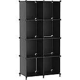 AWTATOS 8 Cube Storage Organizer, Closet Organizer Storage Shelf, Bookcase Bookshelf, DIY Stackable Storage Cubes Shelves for Closet, Bedroom, Home, Office, Black