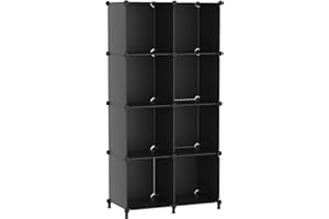 AWTATOS 8 Cube Storage Organizer, Closet Organizer Storage Shelf, Bookcase Bookshelf, DIY Stackable Storage Cubes Shelves for Closet, Bedroom, Home, Office, Black