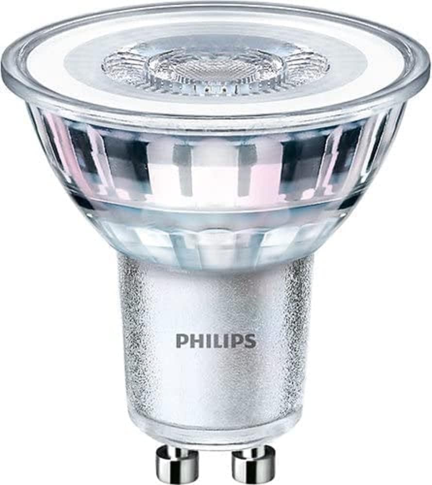 Philips LED Premium Spot Light Bulb 10 Pack [GU10 Spotlight] 4.6W (50W equivalent). Non-dimmable, Warm White, For Indoor Home Lighting, Livingroom, Bedroom