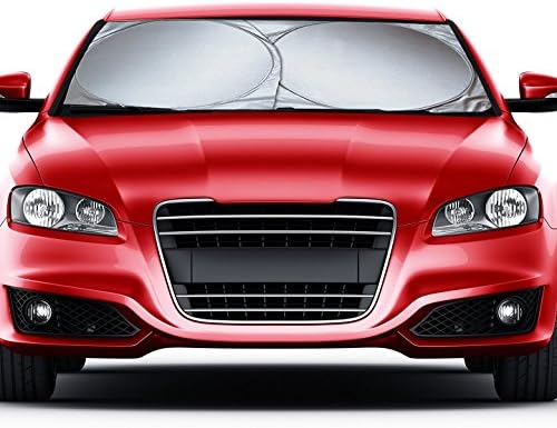 Number #1 Spring Loop Pop Up Auto Car Suv Collapsible Dual Circle 1 Piece Auto Sunshade UV Protector - Retractable Car Shades - Windshield Sun Protector (Standard-56"inx26"in) (Jumbo-59"inx28"in)