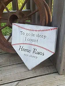 Funlaugh Baseball Nursery Decor to Go to Sleep I Count Homeruns Not Sheep Baby Baseball Sign Baseball Decor Baby Baseball Sign Home Plate Wooden Crafts for Living Room Decorative