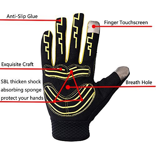 Biking Gloves,Cycling Gloves Full Finger Bike Gloves Mountain Bike Gloves For Men / Women Bicycle Gloves 5mm Gel Pad Shock-absorbing Breathable Touch Screen Motorcycle Gloves,CoolWind