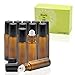 Pack of 12, 10ml Amber Glass Roll On Bottles With Stainless Steel Roller Ball for Essential Oil, Aromatherapy by Mavogel - 23ml Dropper Included