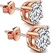 Diamond Studs Cubic Zirconia Earrings Sterling Silver Diamond Earrings Rose Gold Cubic Zirconia Studs Rose Gold Silver CZ Stud Earrings for Women Diamond Stud Earrings Rose Gold Fake Diamond Earrings