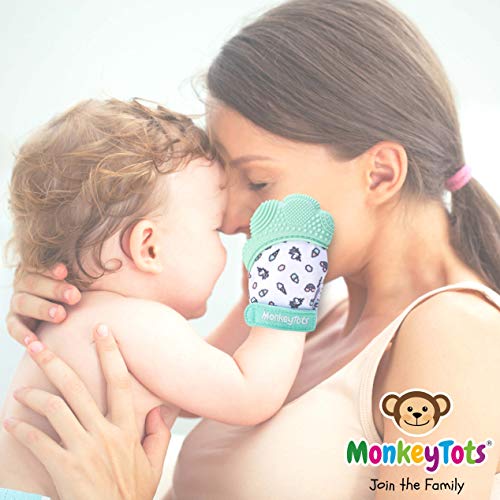 image for MonkeyTots Teething Mitten for Babies | Exceptional Quality Baby Teeth