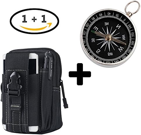 Compass Tactical Pouch Waist Bag | Mini Camping Hiking Compass Outdoor EDC Military Holster Wallet Phone Case Gadget Pocket for iPhone X 8 7 6 6s Plus Samsung Galaxy S8 S7 S6 S5 S4 S3 Note 8 5 4 3 2 L