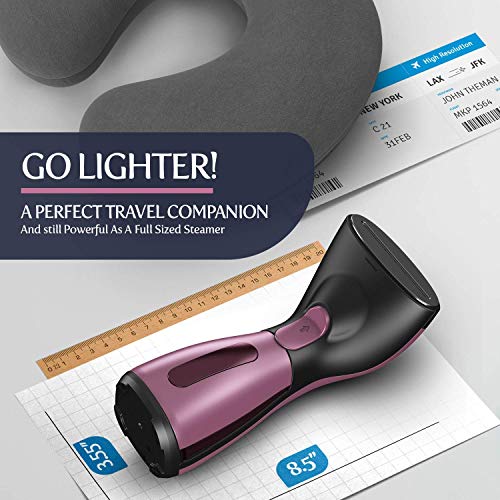 iSteam Steamer for Clothes [Luxury Edition] Powerful Dry Steam. Multi-Task: Fabric Wrinkle Remover- Clean- Refresh. Handheld Clothing Accessory. for All Kind of Garments. Home/Travel [220V Pink] - Thumbnail 4