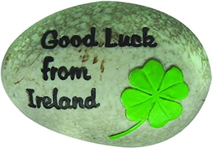 Carrolls Irish Gifts Round Good Luck From Ireland Stone With Black Text And Green Shamrock Design Amazon Co Uk Kitchen Home