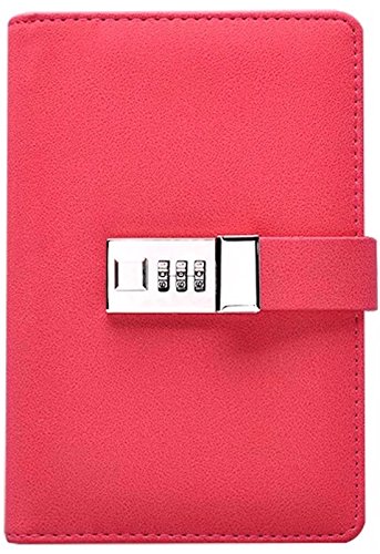 Binder Journal With Combination Lock (Binder Diary With Combination Lock), Size: 18.5cm X 13.5cm. PU Leather Multi Color Combination Lock Journal (Combination Lock Diary) Pink