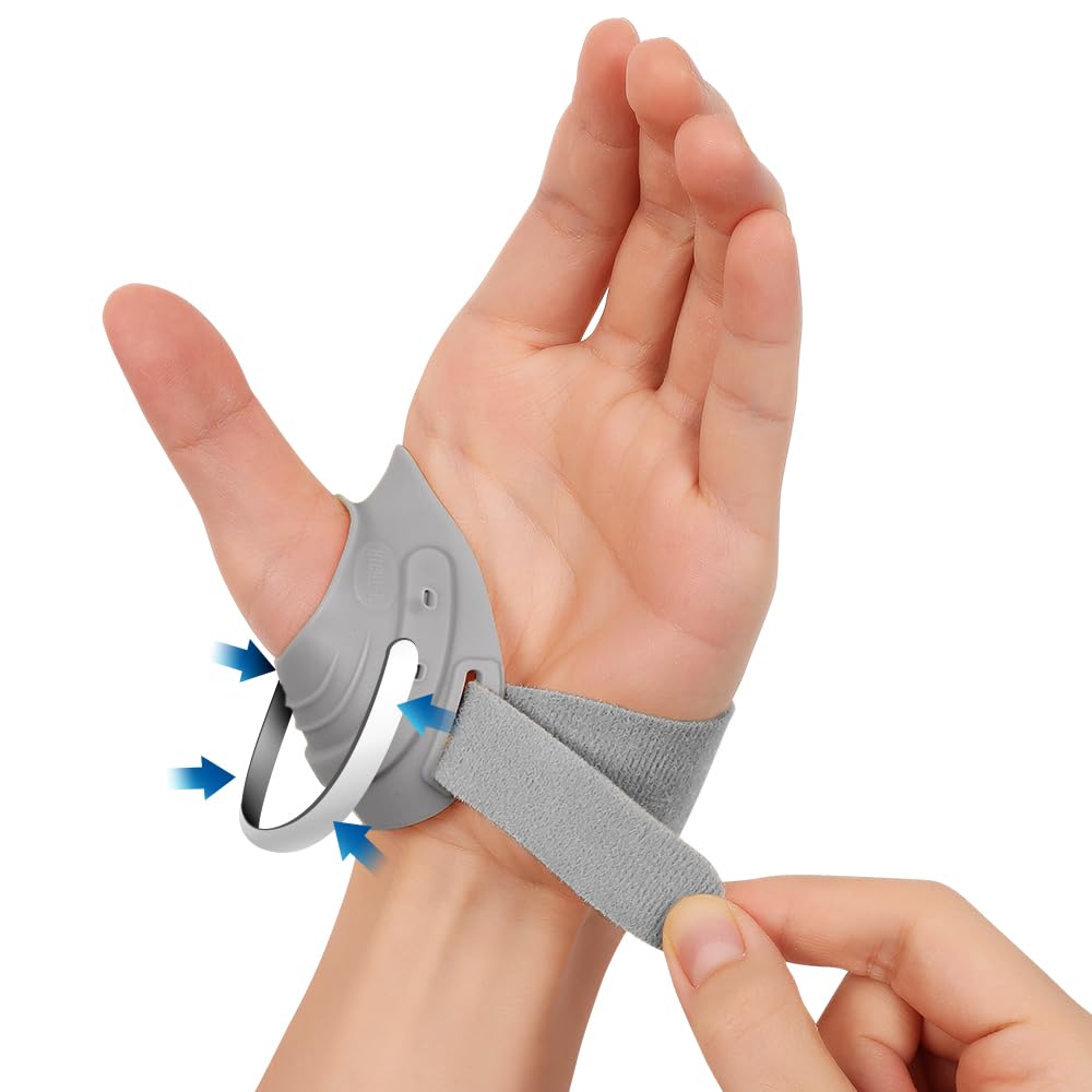 INSTINNCT CMC Thumb Brace for Men and Women, CMC Joint Support Stabilizer for Instability, Tendonitis, Thumb Joint Discomfort, Adjustable Thumb Support, Grey, Left Hand, Medium