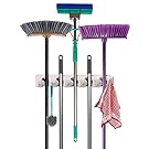 Mop and Broom Holder - Garden Tool Organizer - Wall Mounted Organizer - 5 Slots and 6 Hooks - Easy to Install - by Utopia Home