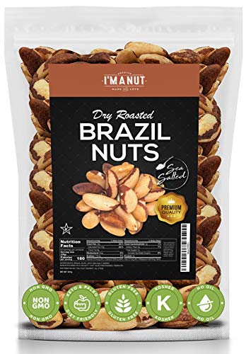 Dry Roasted Brazil Nuts Sea Salted 32oz (2 Pounds) No Oil | No Herbicides Or Pesticides | Non GMO | No PPO | Vegan and Keto Friendly | Premium Quality, Made from 100% Natural Brazil Nuts,
