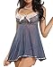 Niveltm Women's Sexy Lingerie Strap Backless Sleepwear Lace Nightwear Babydoll Dress,Grey,XX-Large