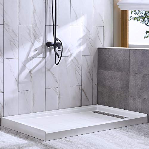 image for Woodbridge SBR4832-1000R Solid Surface Shower Base with Recessed Trenc