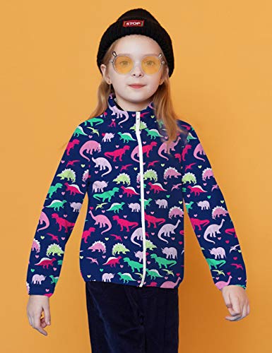 Kids4ever Girls Polar Fleece Jacket Dinosaur Sweatshirt Long Sleeve Sweaters Spring Fall Winter Outfits Clothes
