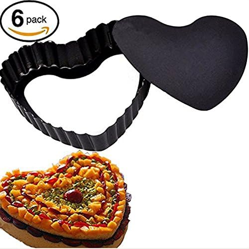 Alolli Quiche Pans, Non Stick Removable Bottom 4 Inch Mini Tart Pans (Pack of 6)