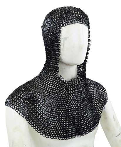 Chainmail Coif - Flat Butted Rings - Blackened Finish
