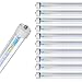 Brillihood 40w T8 T10 T12 8FT LED Tube Light, Single Pin FA8 Base, 6000K Cool White, 4500 Lumens, Fluorescent Bulb Replacement, Clear Cover, Dual-Ended Power (Pack of 10)