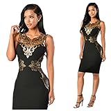 BEKRO Women's Sleeveless Lace Print Slim Fit Package Hip Bodycon Dress