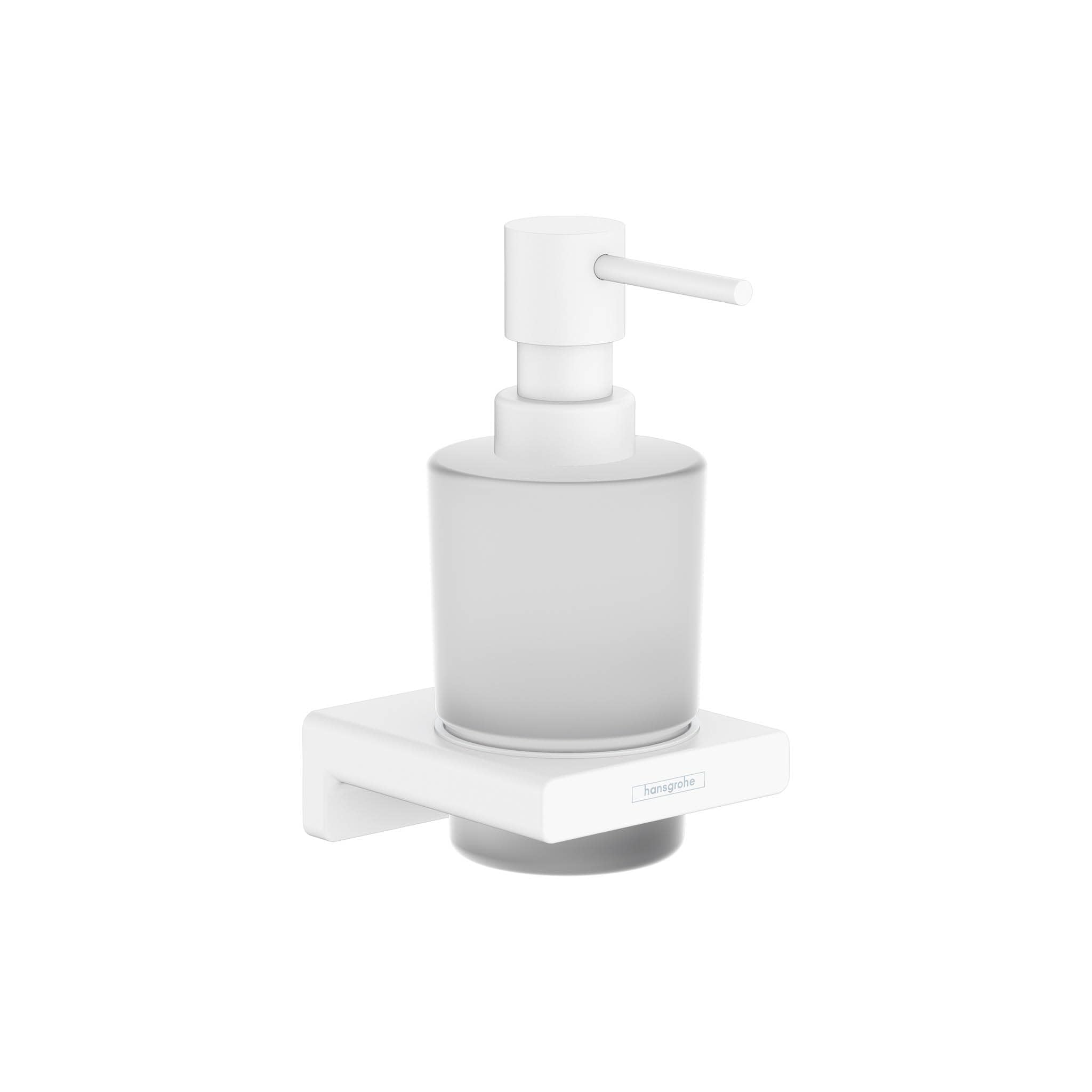 Photo 1 of hansgrohe AddStoris Liquid Soap Dispenser in Matte White 6-inch Accessories in Matte White, 41745700