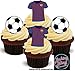 Baking Bling 12 x Football Party Barcelona Mix - Fun Novelty Boys Birthday Premium Stand UP Edible Wafer Card Cake Toppers Decoration